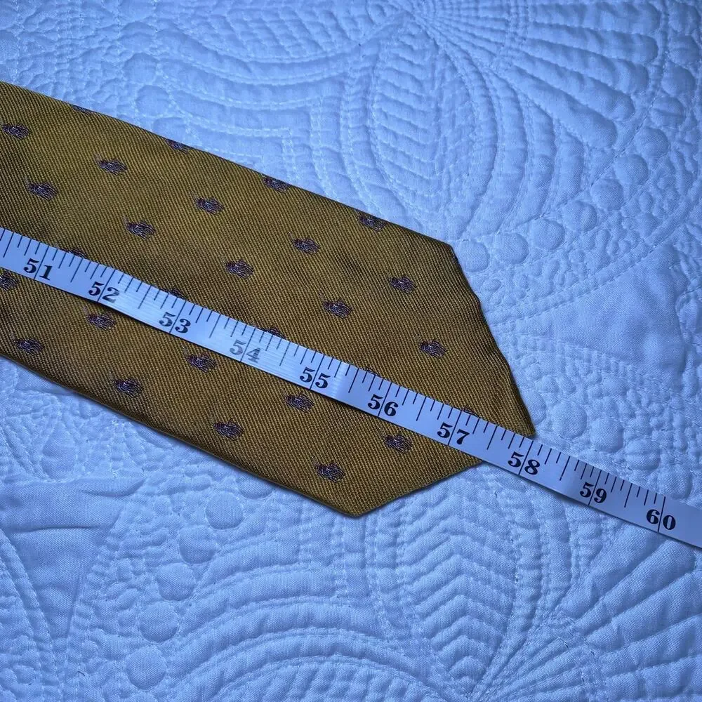 Polo Ralph Lauren Mens Yellow Silk NeckTie Jacquard Signature Pony Iconic 58